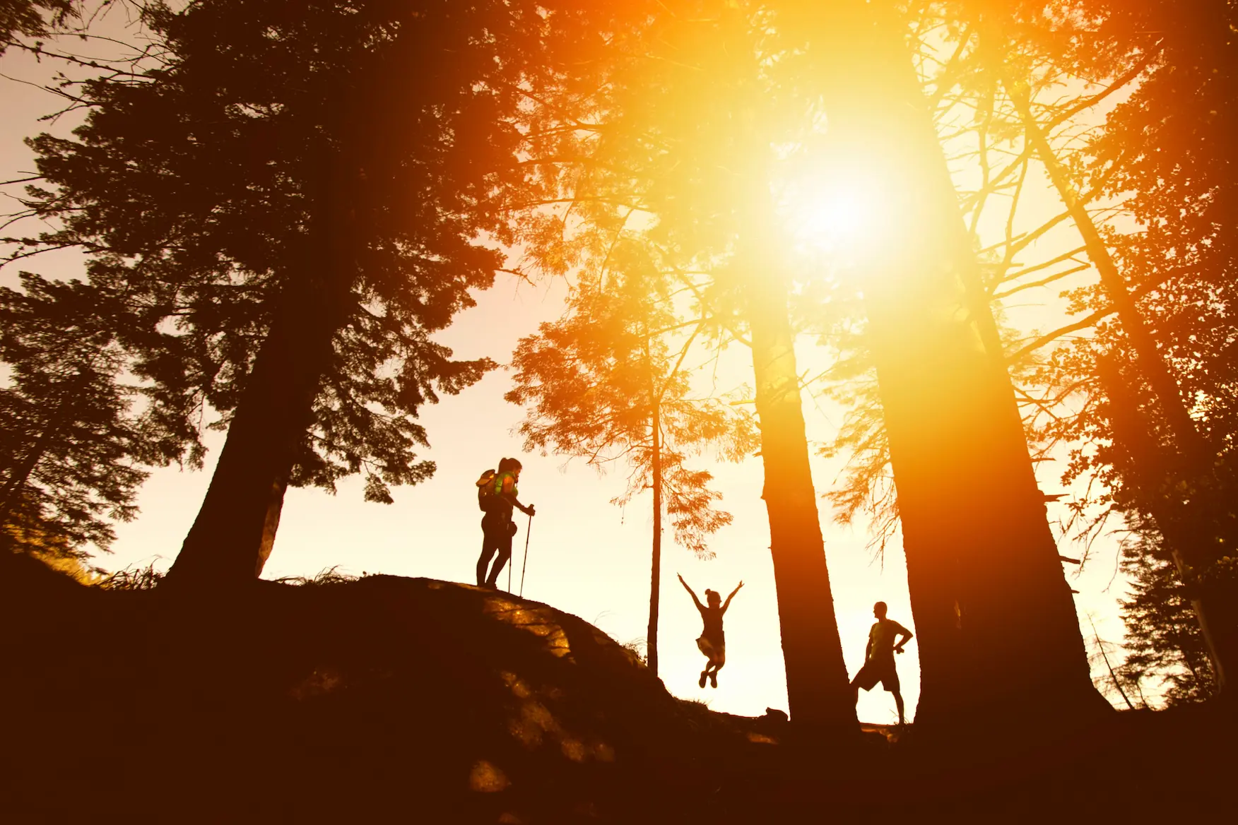 family hiking in nature